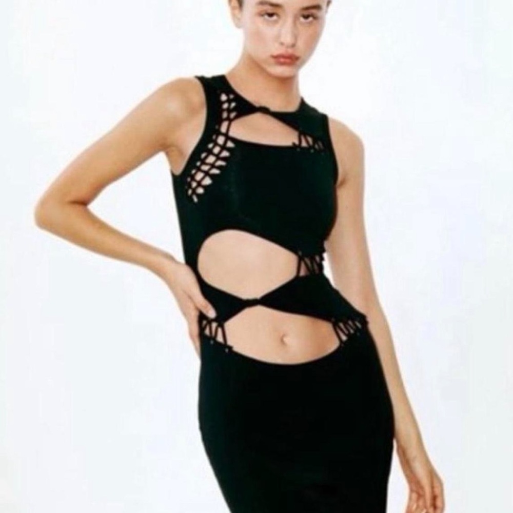 With Jean Black Cutout Midi Dress